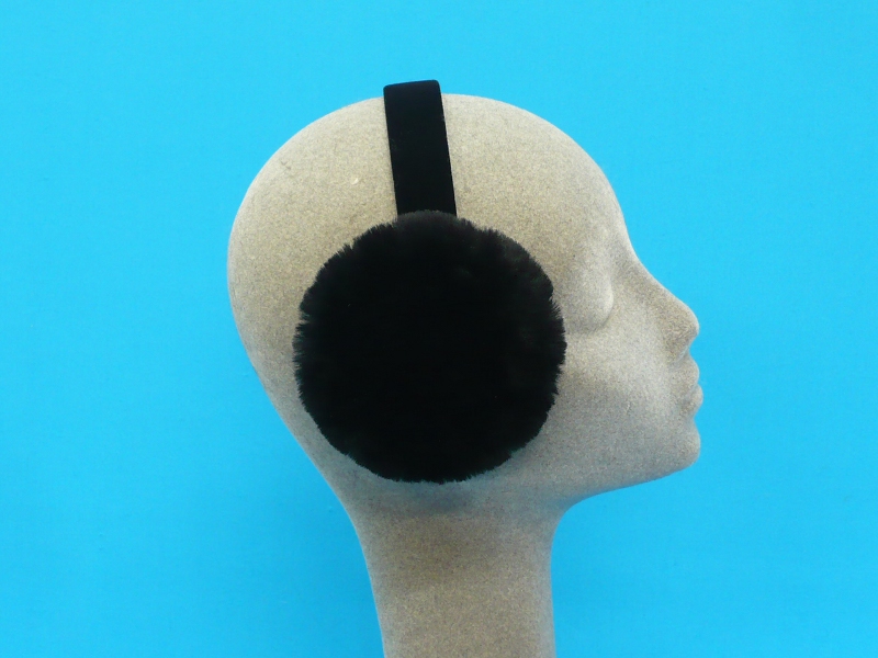 Black mouton lamb earmuffs - Click Image to Close